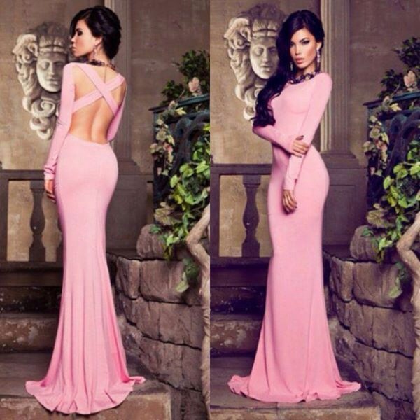 long sleeve jersey evening gown