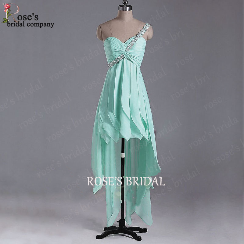 Hi Low Prom Dress, Mint Green Prom Dresses, Chiffon Prom Dress, One