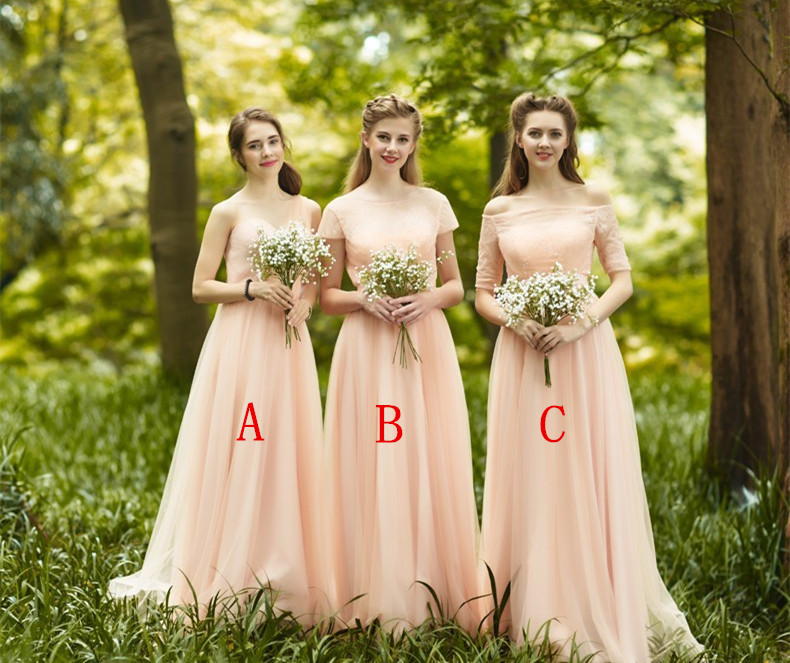 Blush Pink Bridesmaid Dresses Mismatched Bridesmaid Dresses Long Bridesmaid Dresses A Line 6445